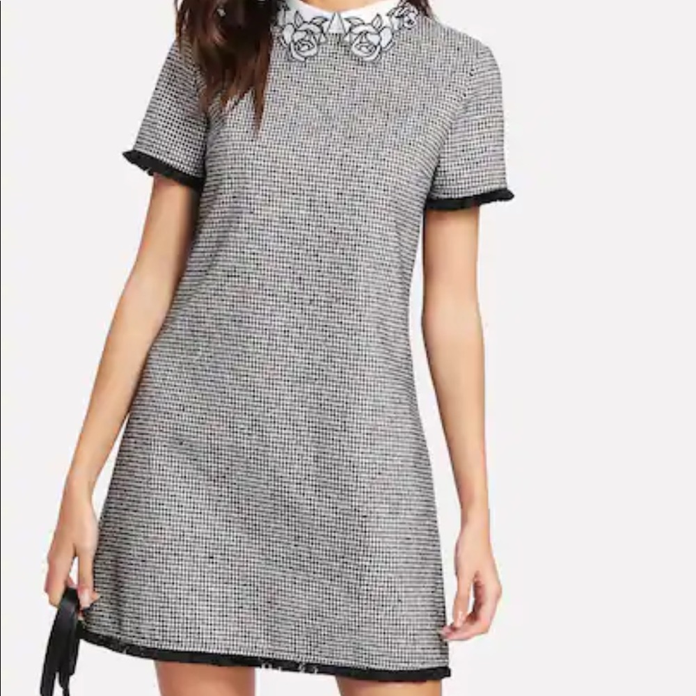 SHEIN collared houndstooth dress